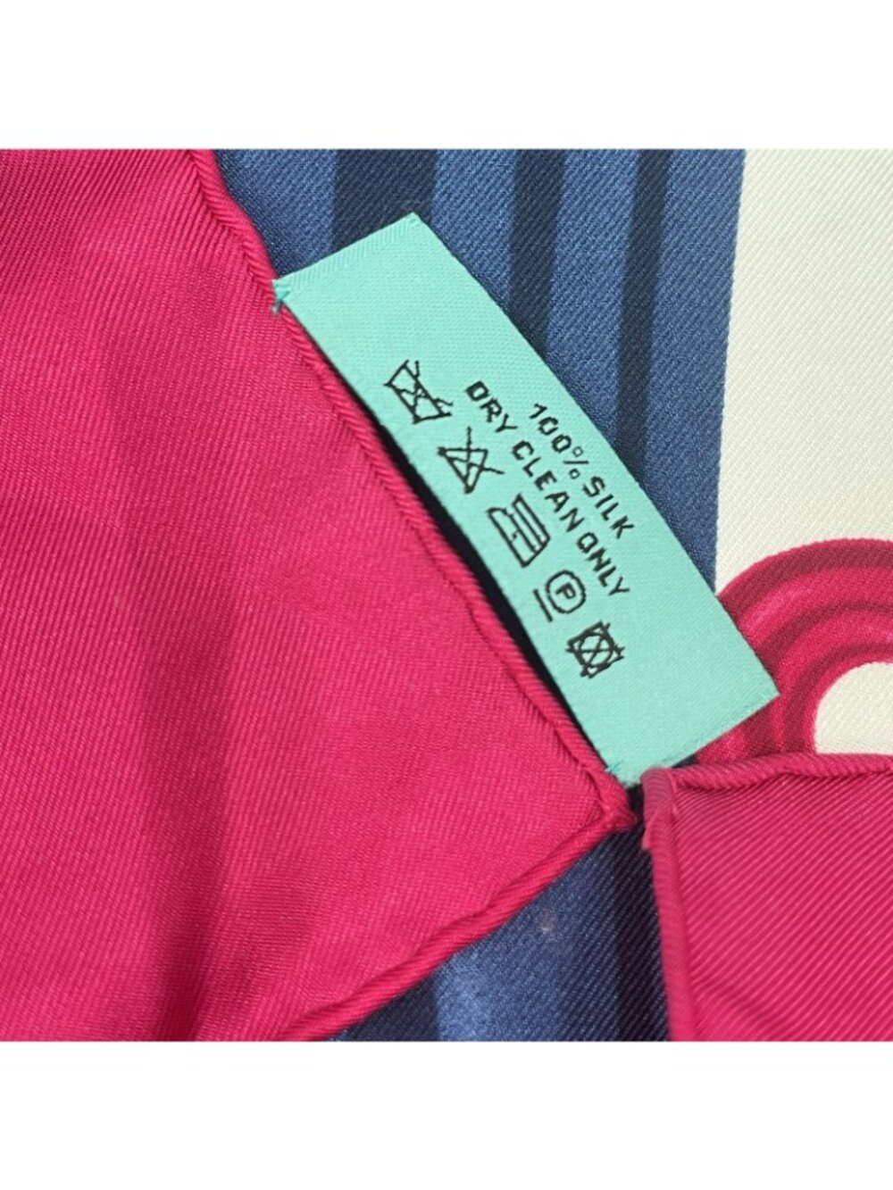 Tiffany & Co Hand Rolled Silk Scarf Made in Italy Pink Luxury Colorful Square - Picture 7 of 8